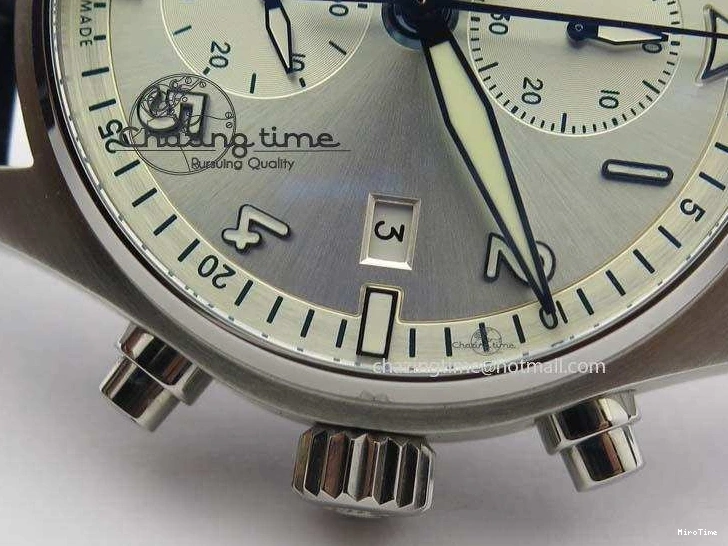 MIROTIME 0723 Pilot Chrono SS IW387809 ZF 1:1 Best Edition Silver Dial Blue Numbers On Blue Leather Strap A Lightweight 7263